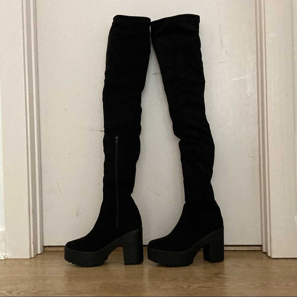 (SOLD) Truffle Collection Thigh High Chunky Boots